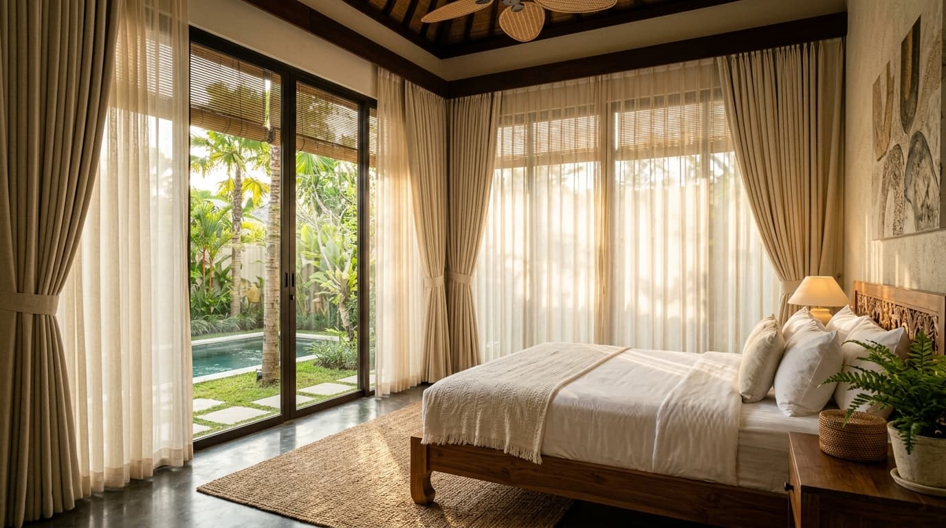 Why Cheap Blackout Curtains Develop Mold in Bali Villas & The 3-Pass Acrylic Solution