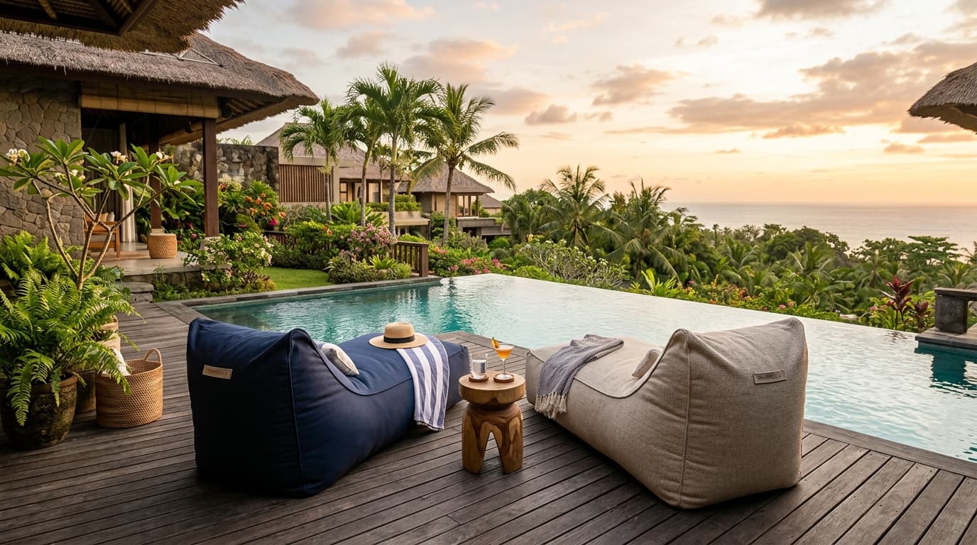 Sunbrella vs Marine Acrylic: The Engineering Behind Storm-Resistant Villa Pool Bean Bags